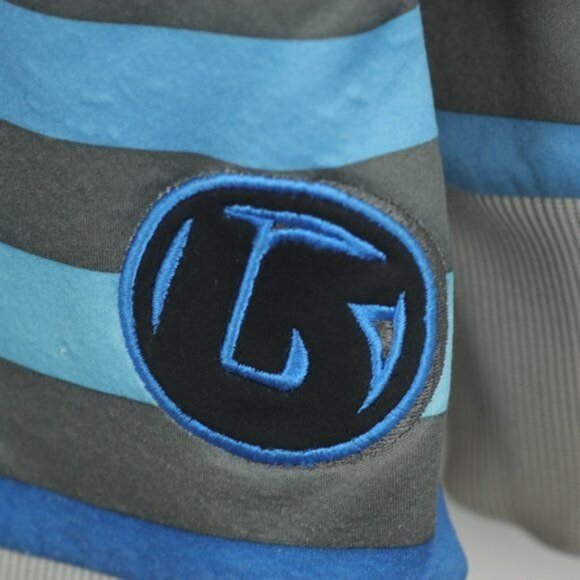 Burton Kids Large Blue Gray Striped Fleece Lined Applique Hooded Sweatshirt - Picture 5 of 9